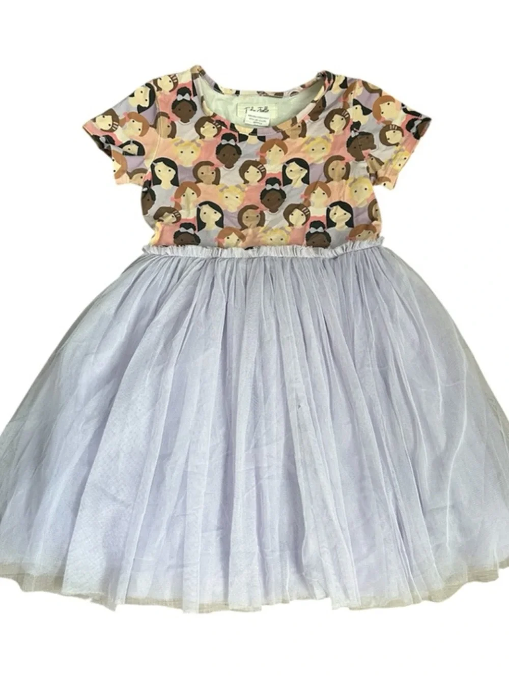 Unknown Brand Lavender Tulle Skirt Kids Dress with Character Print Top